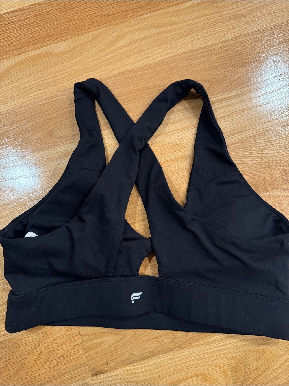 Black Cross Back Sports Bra Activewear Yoga Gym Size L Estimated Tag Missing - Picture 5 of 6